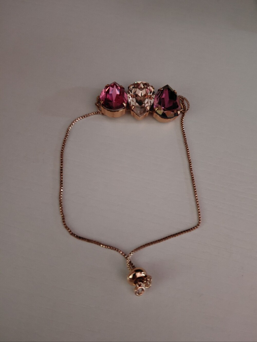 Rose Gold Bracelet with Pink and Clear Crystal Accents SMALL HAND